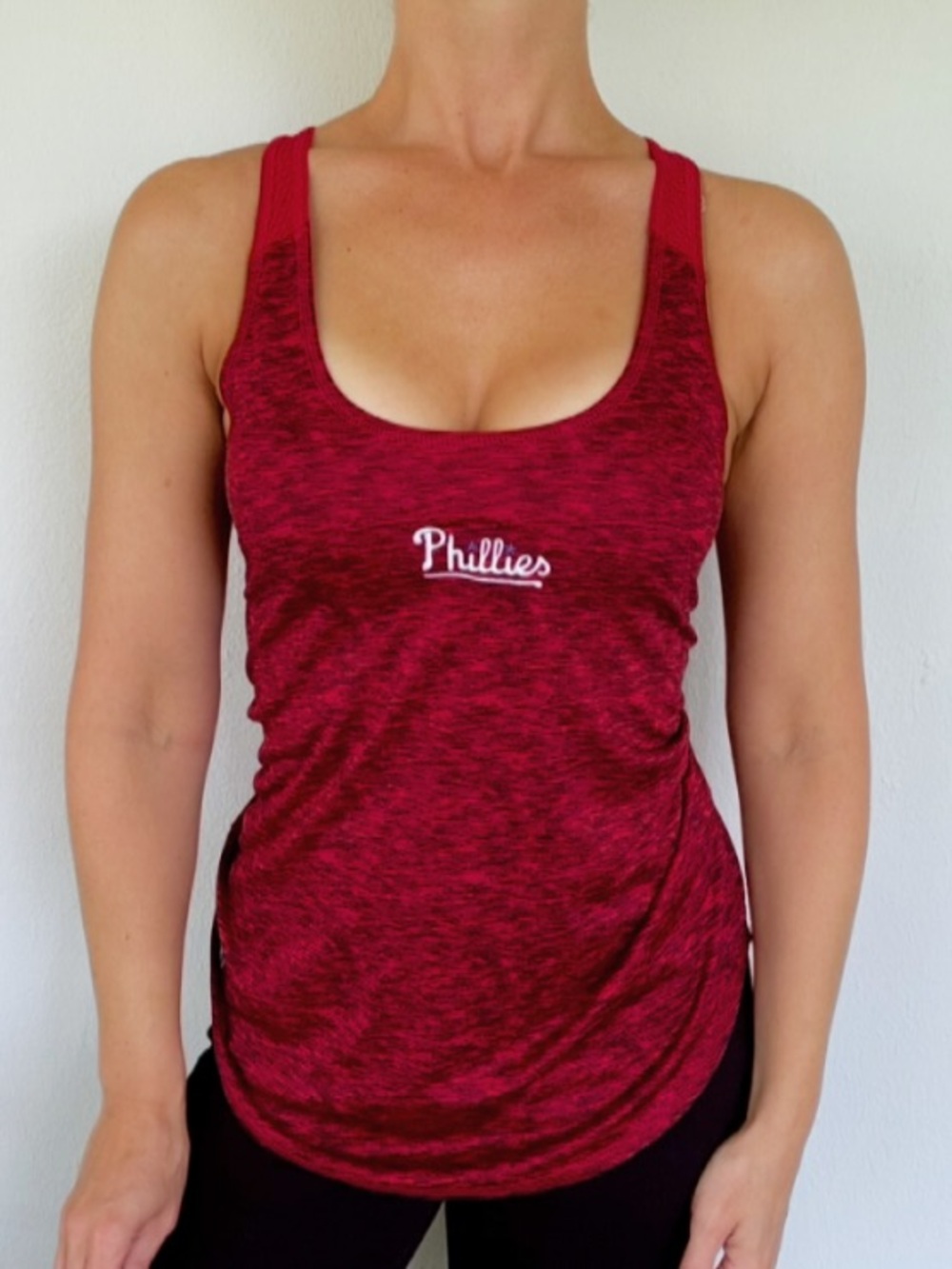MLB Philadelphia Phillies red athletic stretch racerback tank top size large